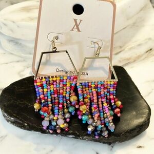 Colorful Beaded Fringe Earrings